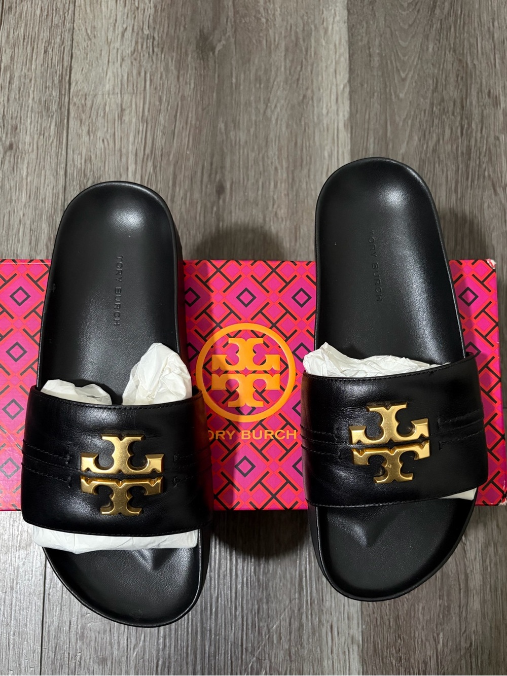 Tory Burch Black Logo Flip Flop Sandals